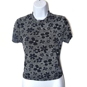 90s Vintage Stretchy Floral Shortsleeve Top